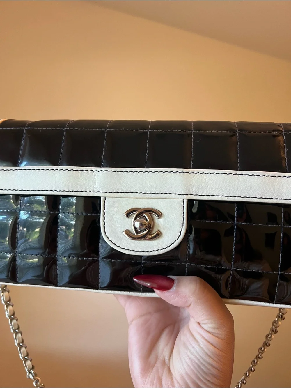 CHANEL east west chocolate bar bag
